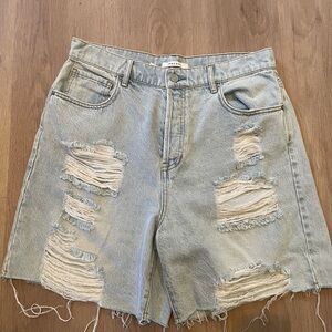 PacSun Ripped Light Blue Jean Shorts